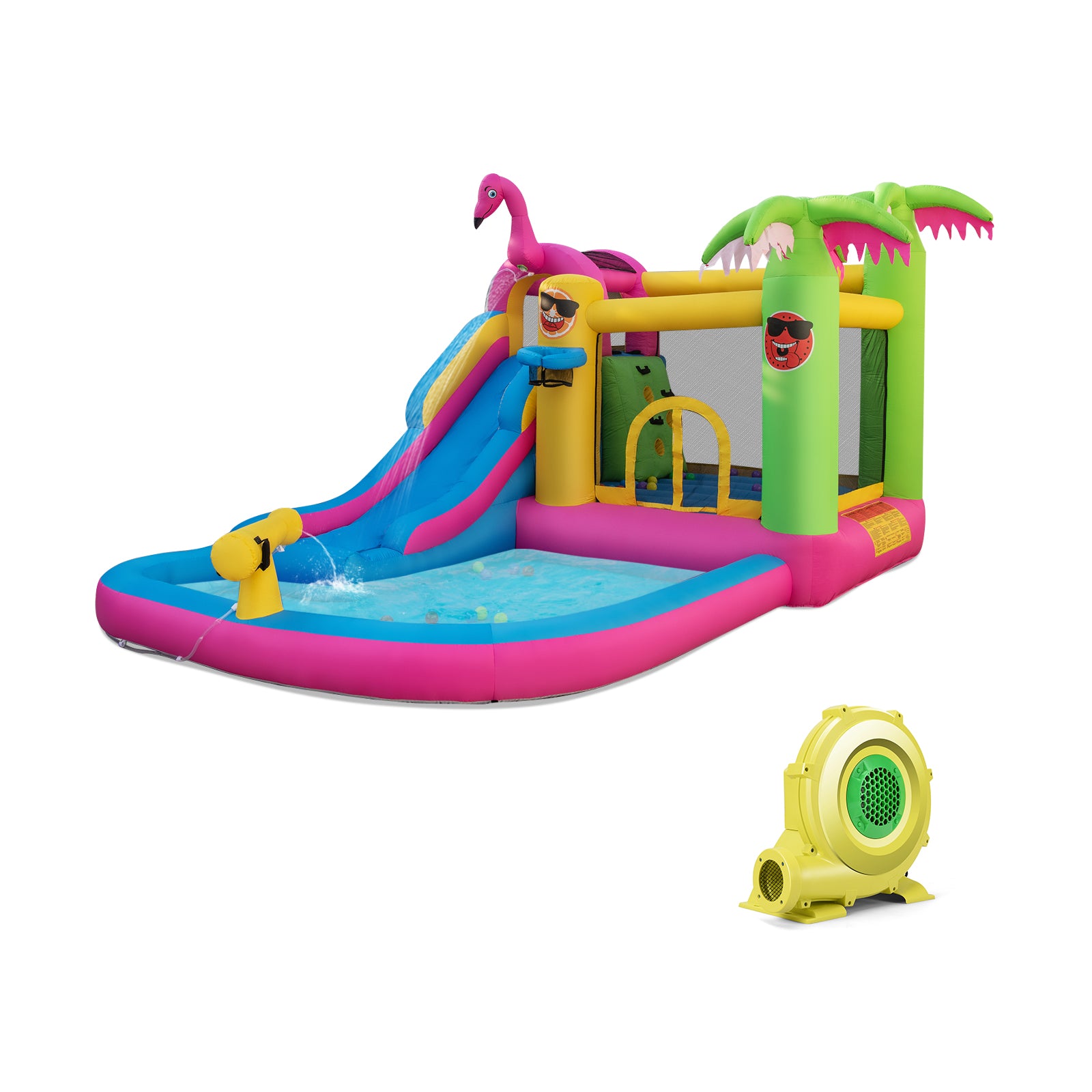 SUGIFT Inflatable Bounce Castle with Long Water Slide and 735W Blower