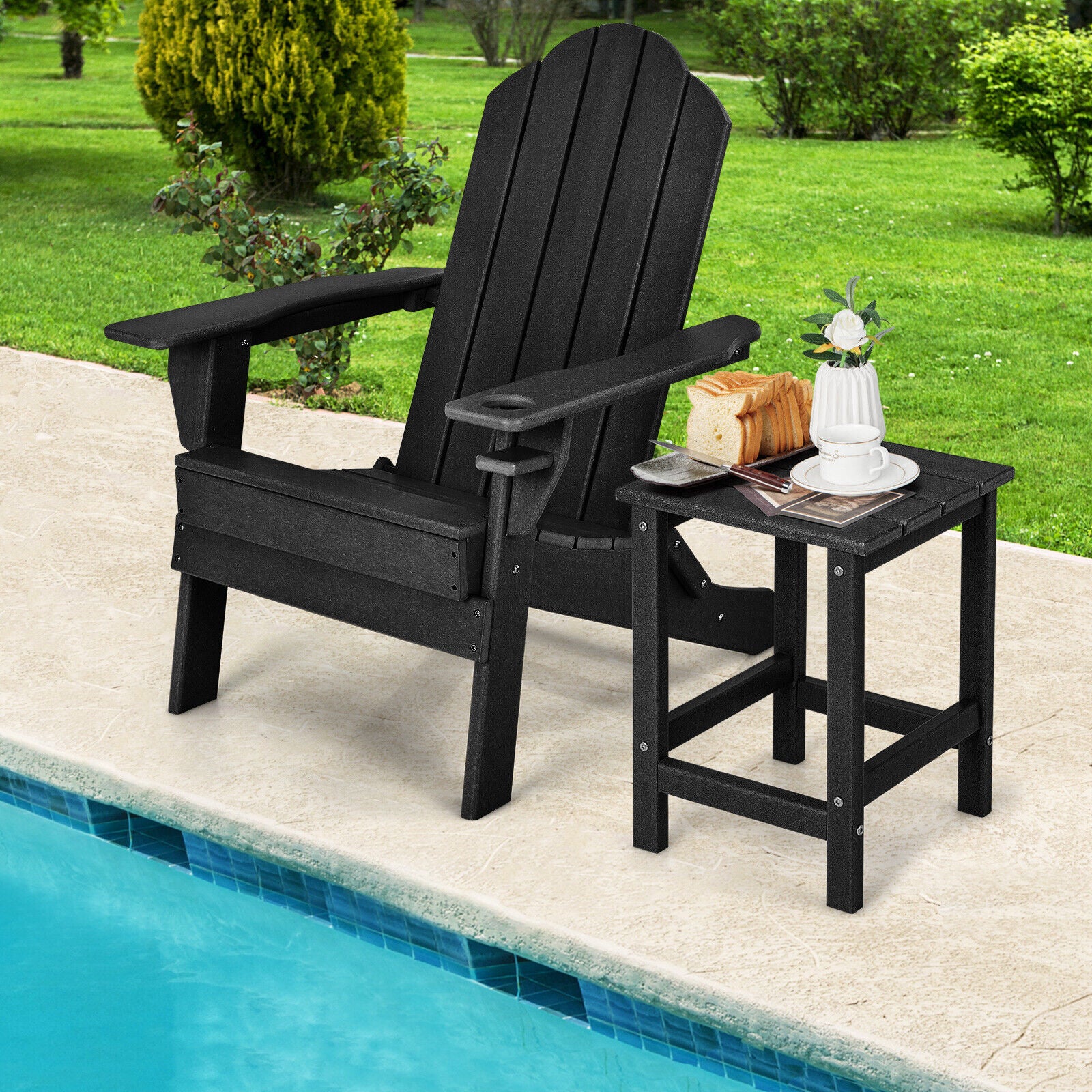 14 Inch Square Weather-Resistant Adirondack Side Table