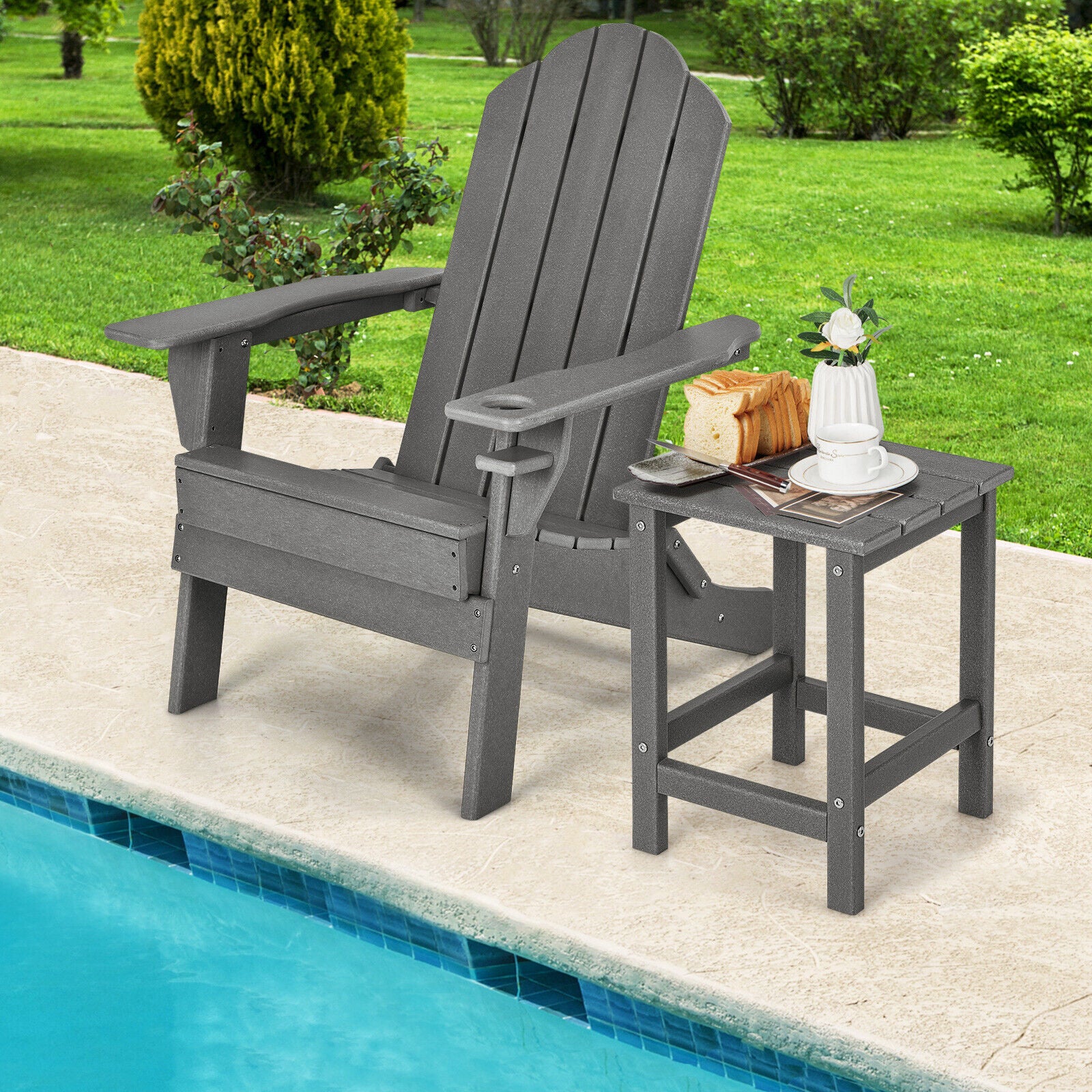 14 Inch Square Weather-Resistant Adirondack Side Table