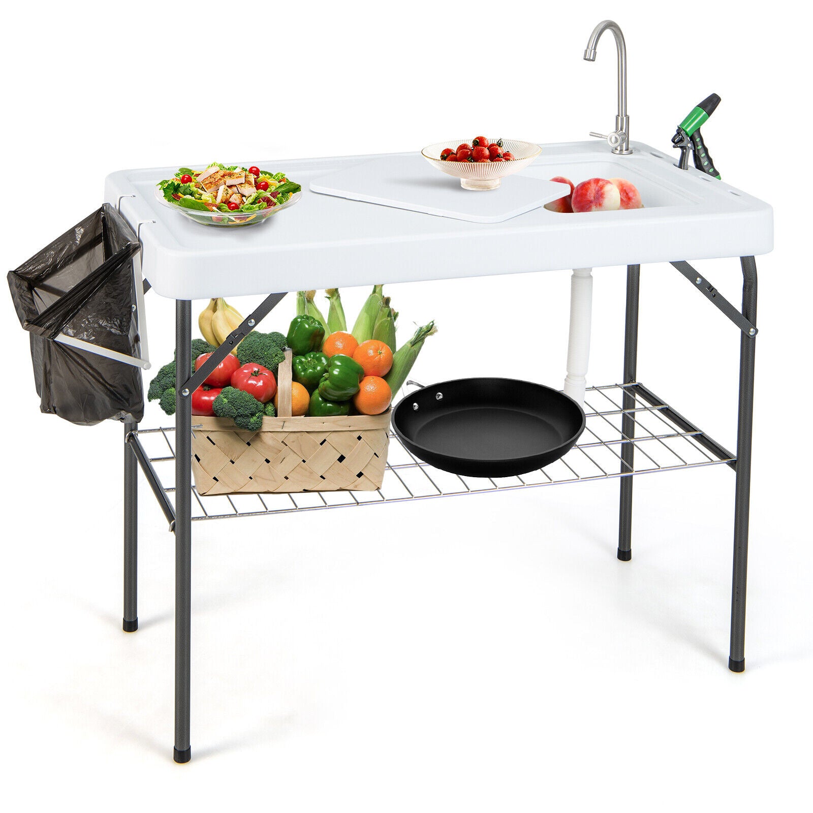 SUGIFT Portable Camping Fish Cleaning Table with Grid Rack and Faucet