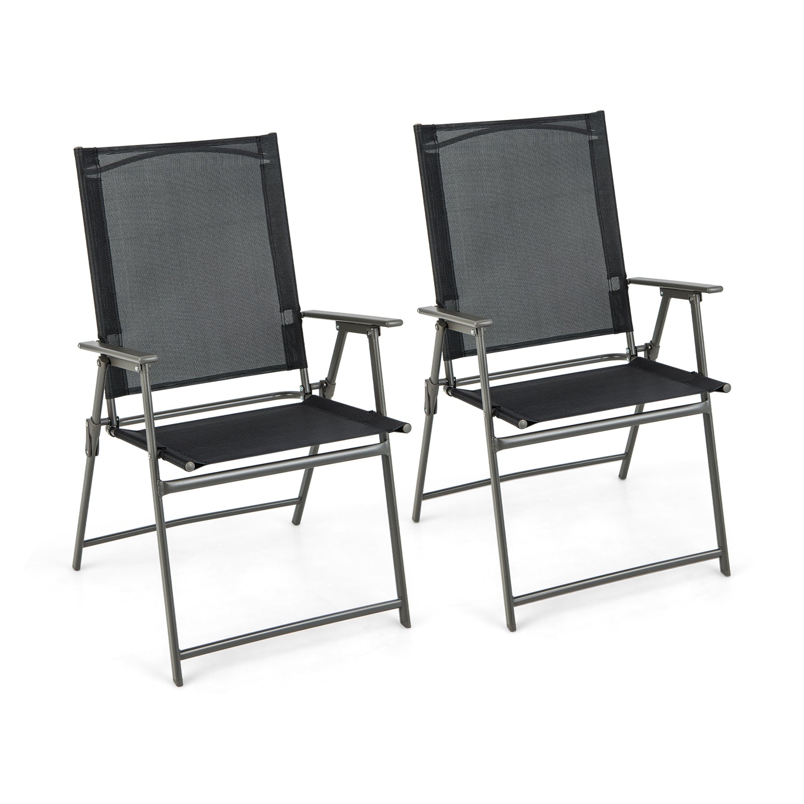 SUGIFT 2 Pieces Patio Folding Chairs with Armrests for Deck Garden Yard
