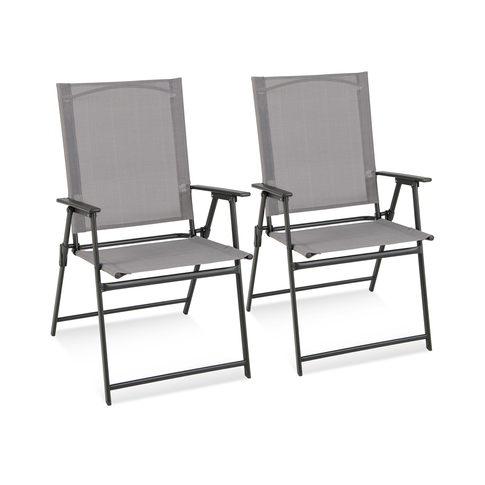 SUGIFT 2 Pieces Patio Folding Chairs with Armrests for Deck Garden Yard