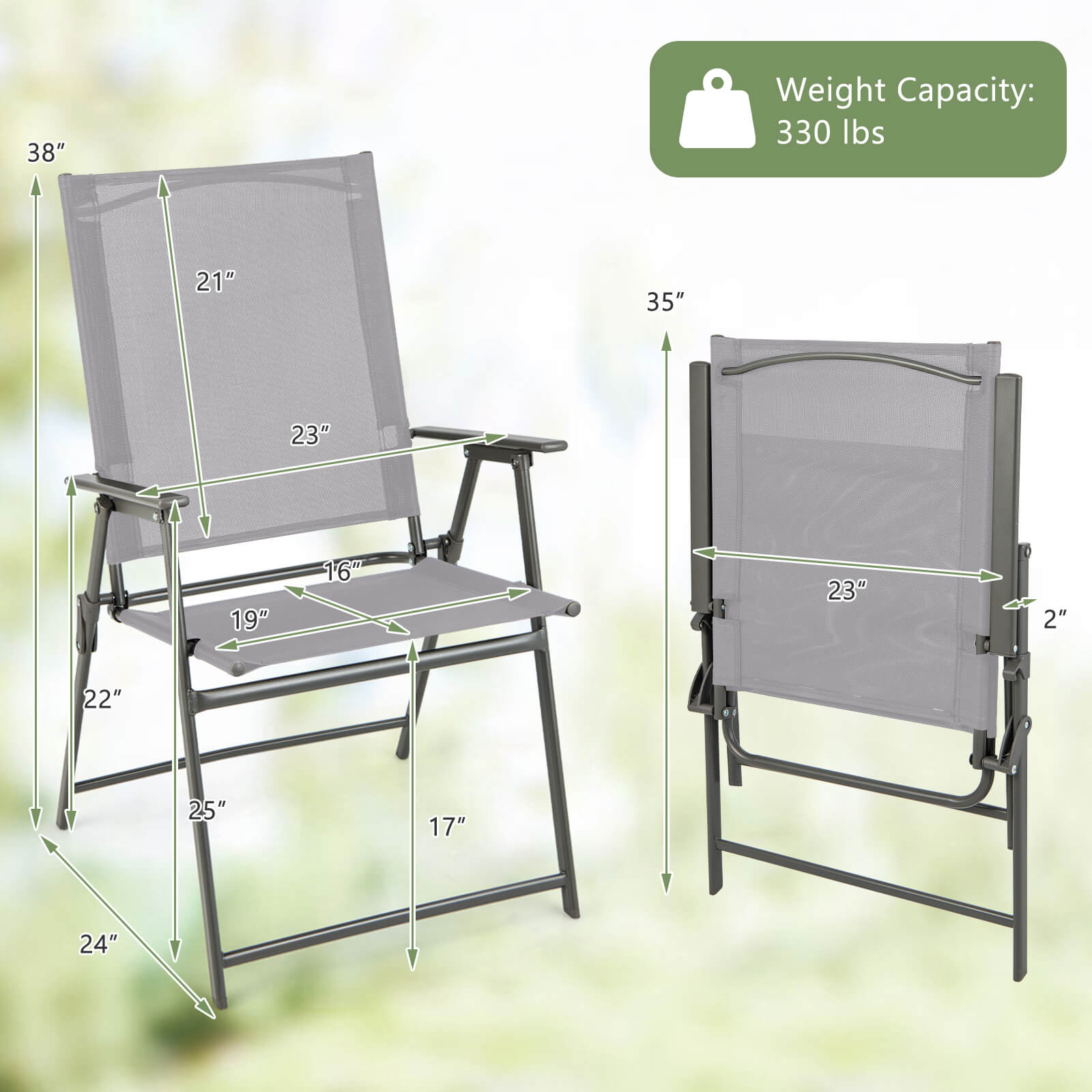 SUGIFT Set of 4 Patio Folding Chair Set with Rustproof Metal Frame