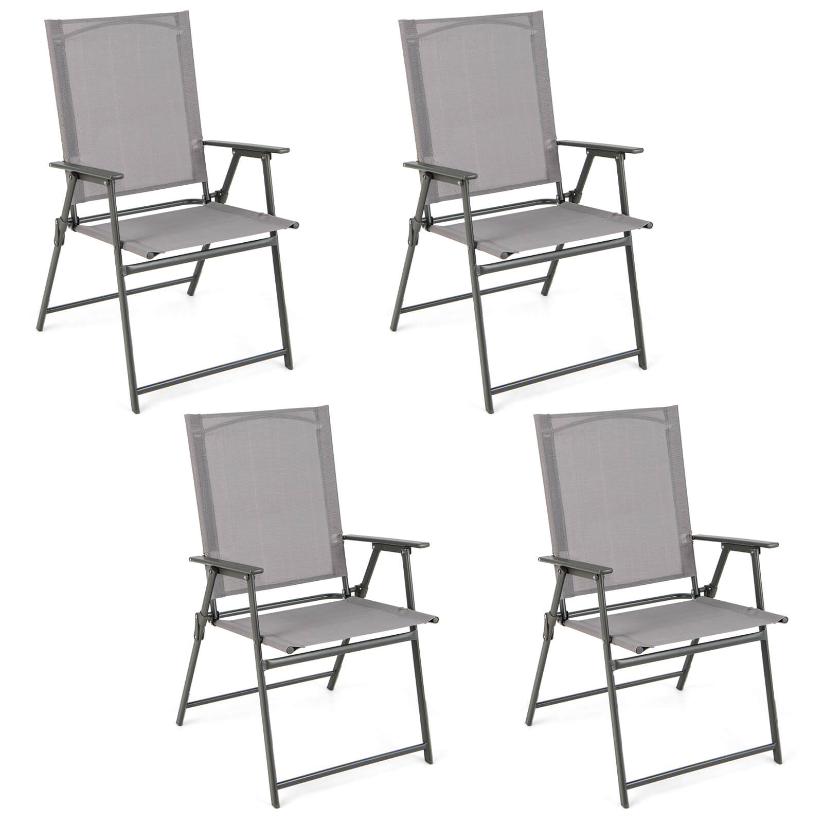 SUGIFT Set of 4 Patio Folding Chair Set with Rustproof Metal Frame