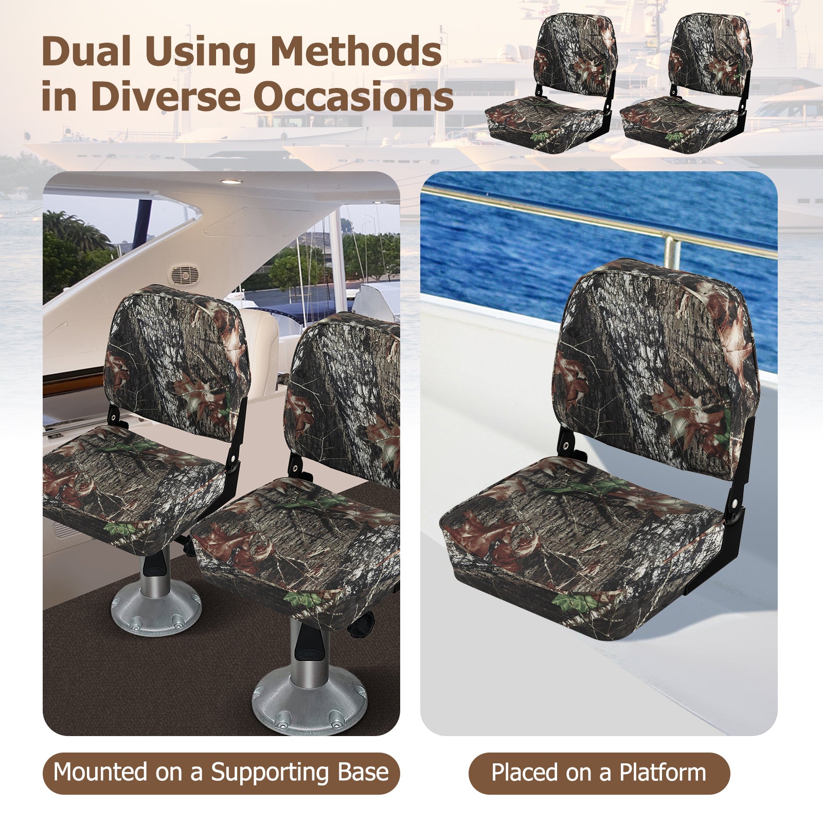 2-Piece Folding Boat Seat Set with Sponge Padding
