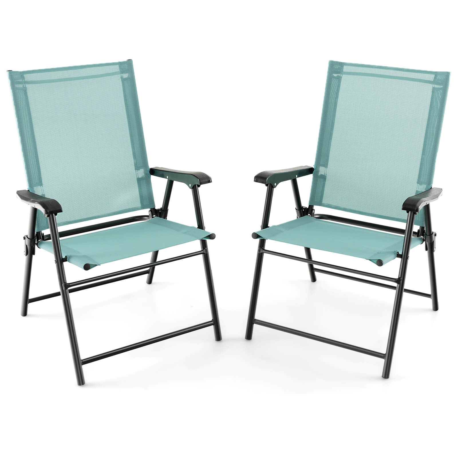 SUGIFT Patio Dining Chair Set of 2 with Armrests and Metal Frame