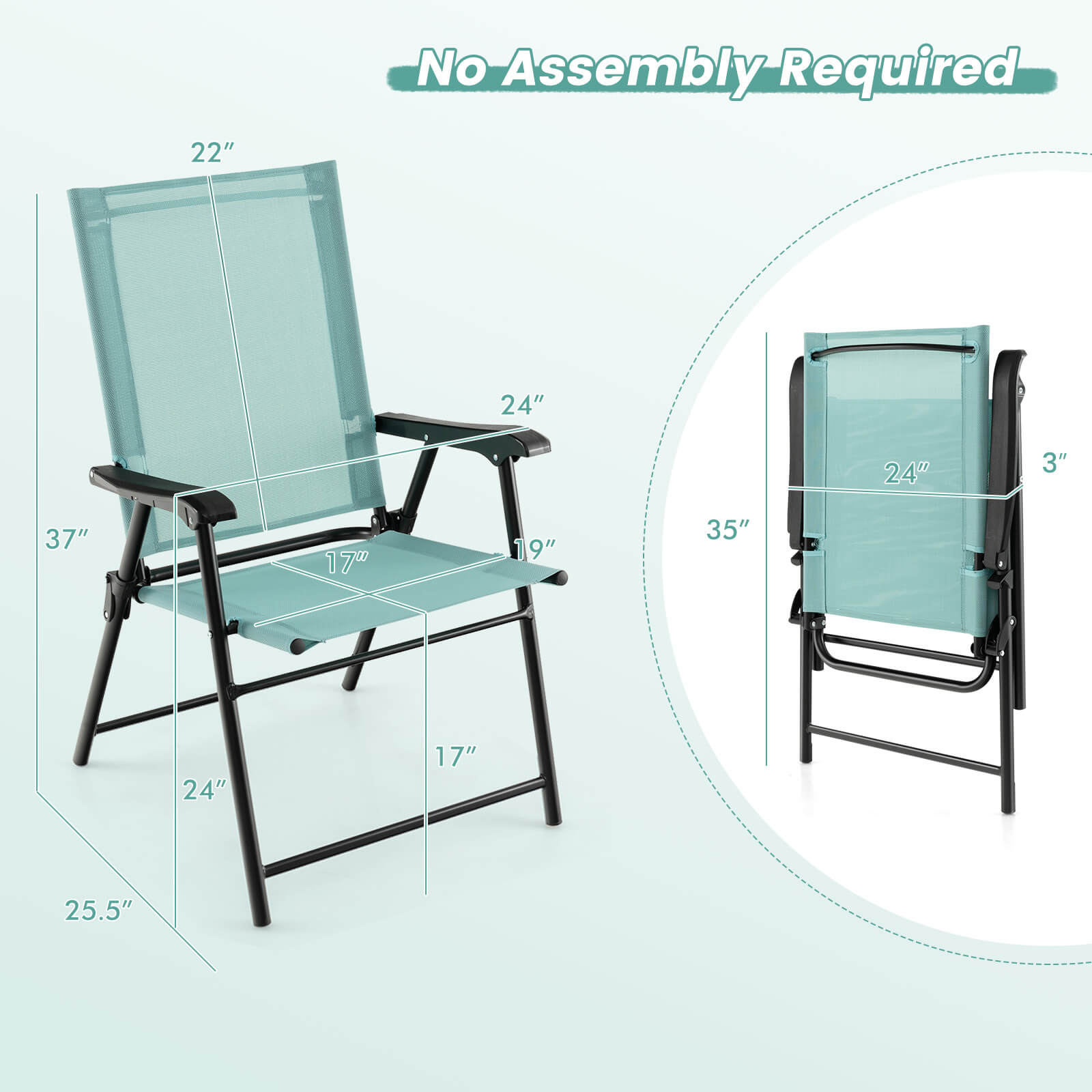 SUGIFT Patio Dining Chair Set of 2 with Armrests and Metal Frame