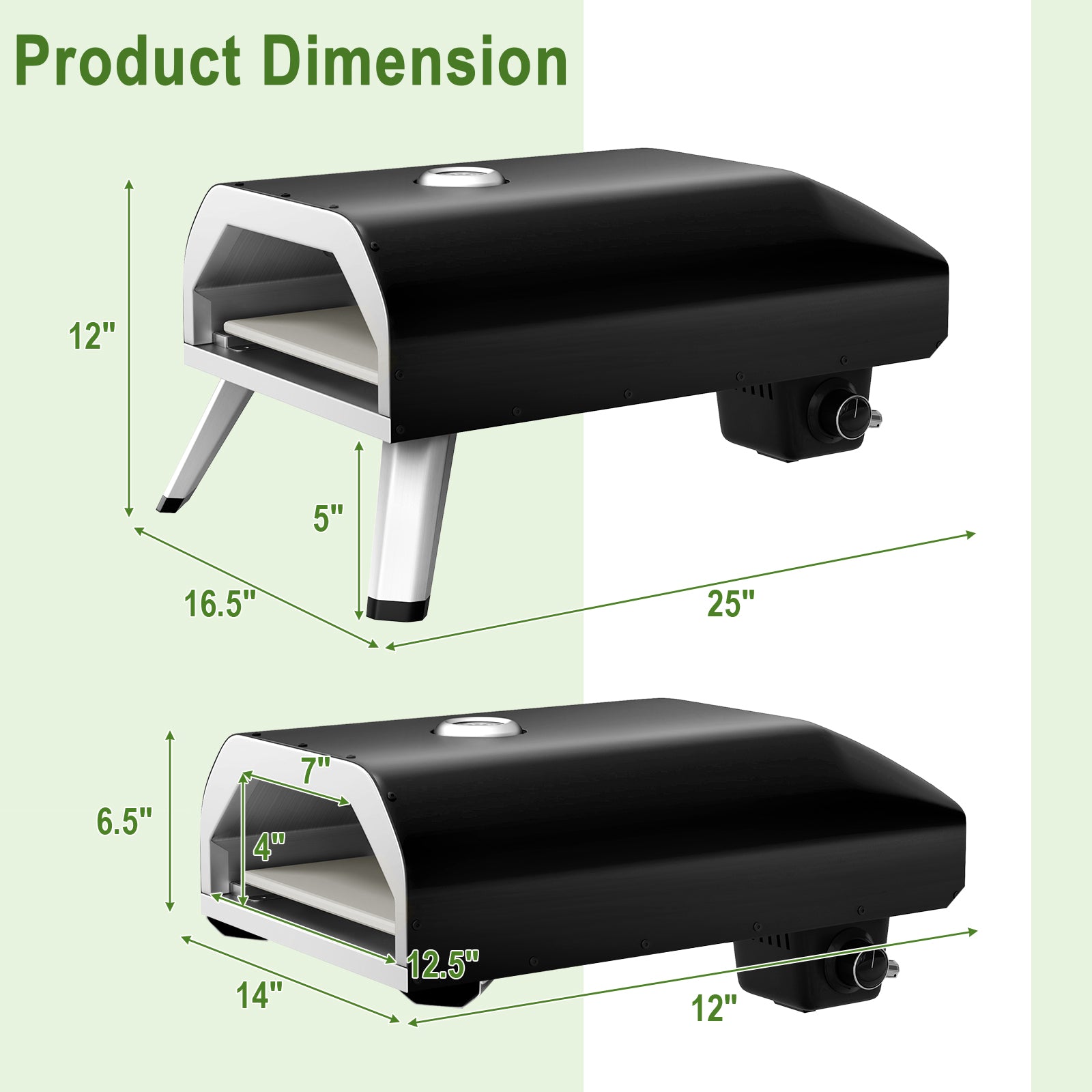 15000 BTU Foldable Pizza Oven with Pizza Peel Stone and Cutter