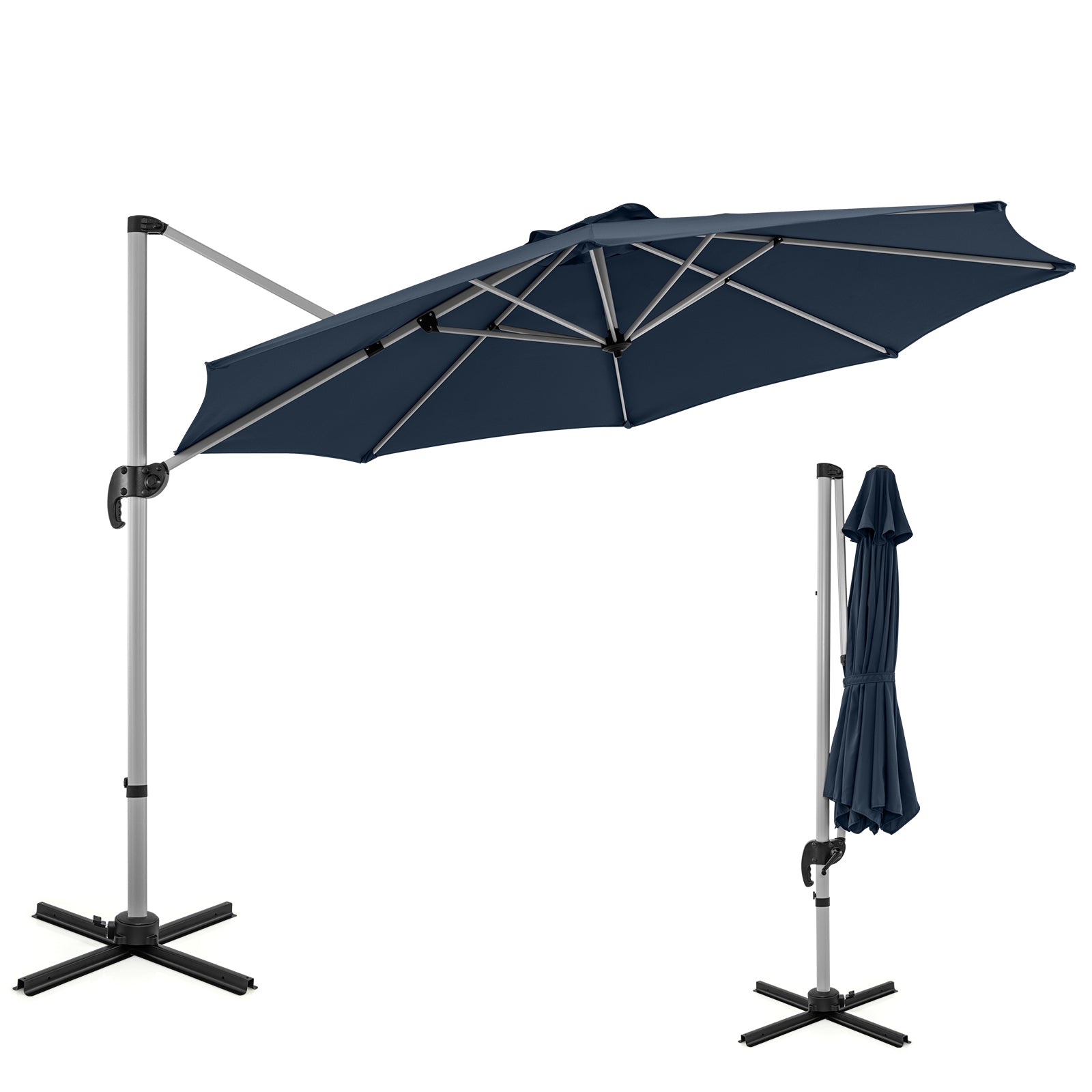11 FT Outdoor Patio Umbrella with Rotation and Adjustable Tilt-Navy