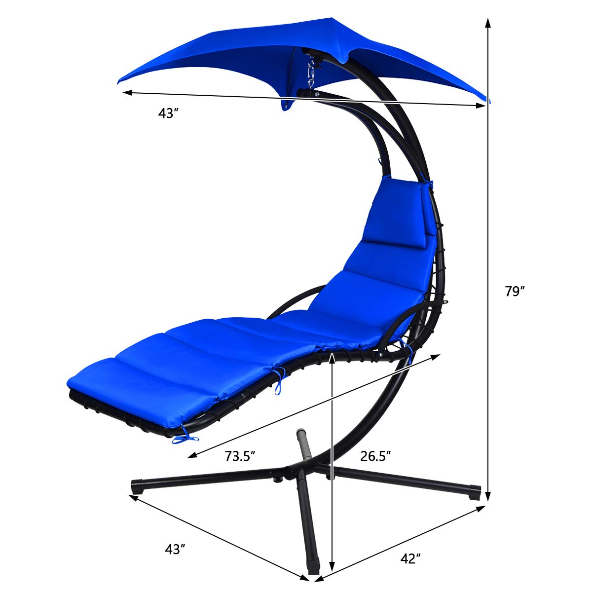 SUGIFT Hanging Chaise Lounger with Stand and Pillow for Outdoor