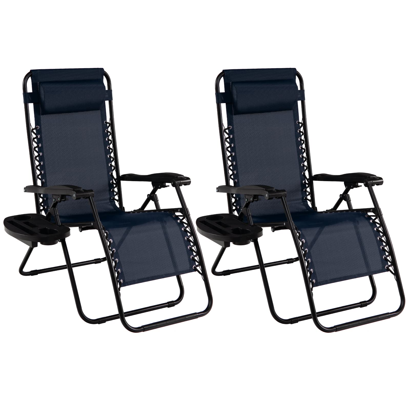 SUGIFT 2 Pieces Folding Lounge Chair with Zero Gravity