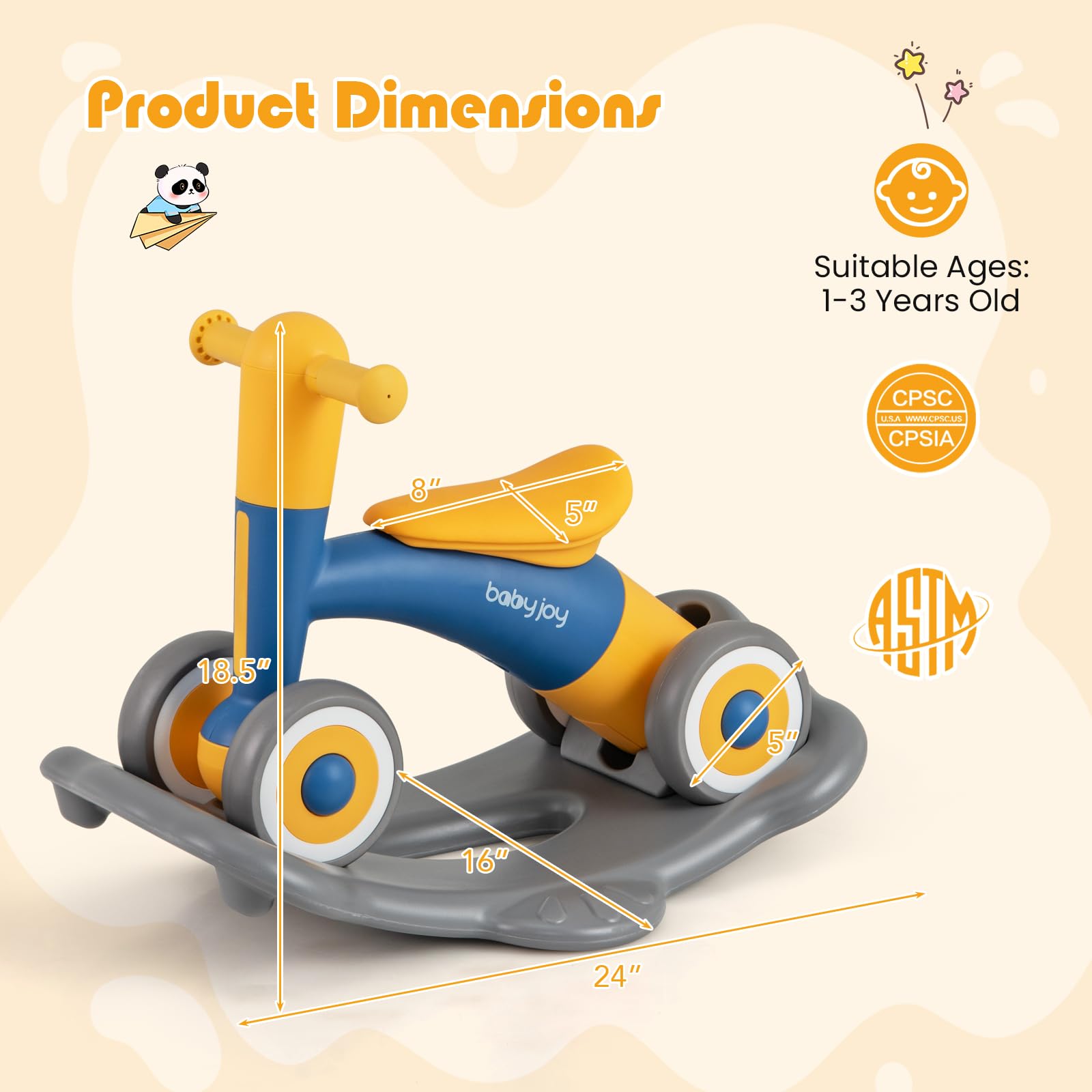 3 in 1 Rocking Horse with Detachable Balance Board and Seat