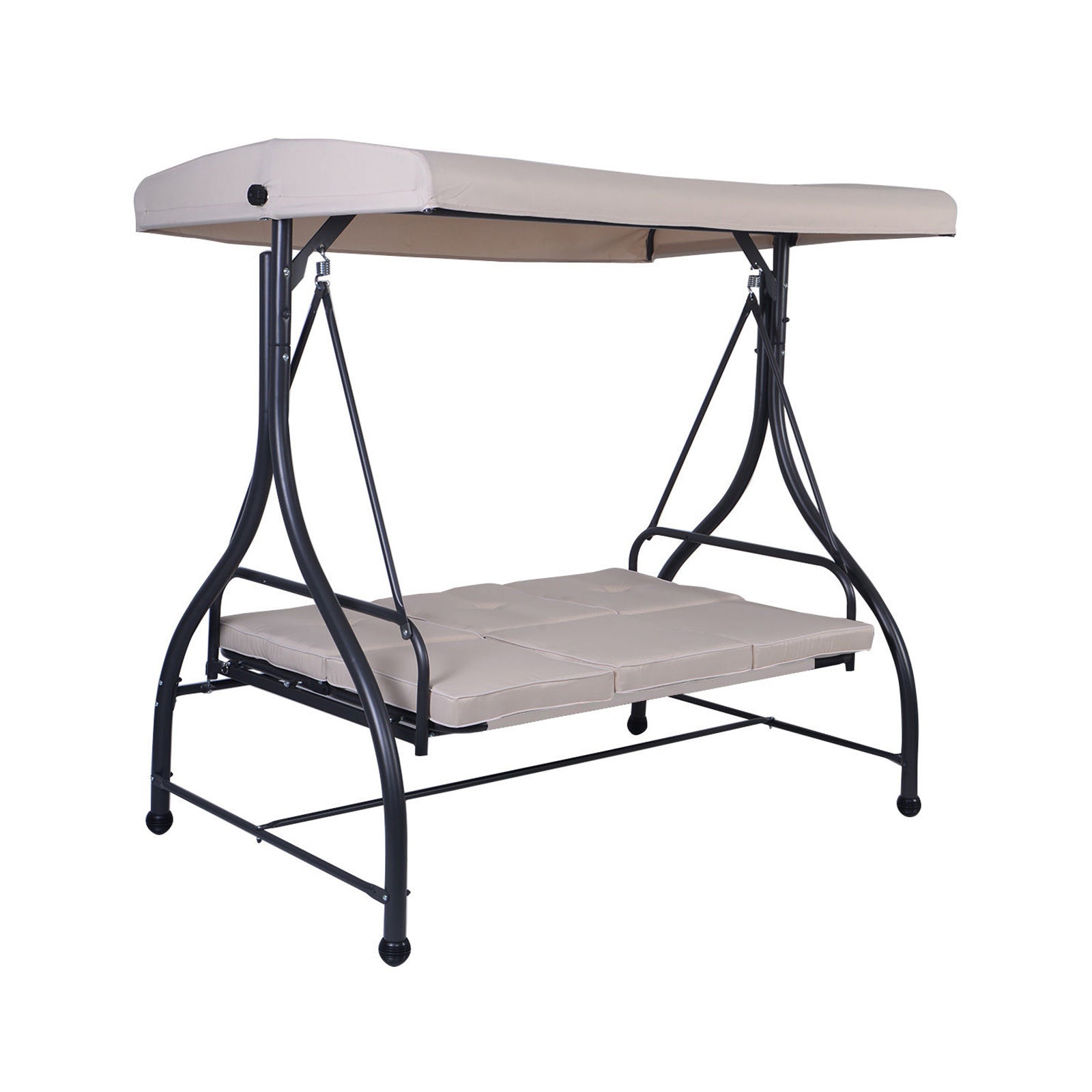 3 Seats Outdoor Swing Hammock with Adjustable Tilt Canopy