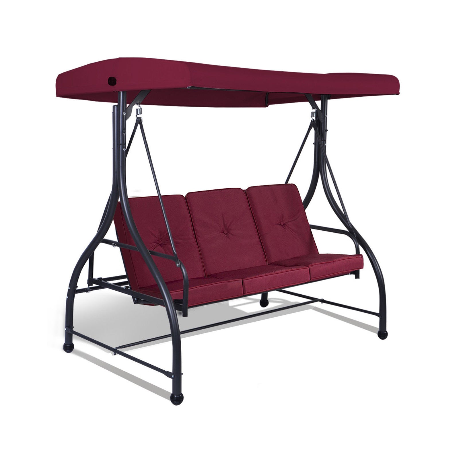 3 Seats Outdoor Swing Hammock with Adjustable Tilt Canopy