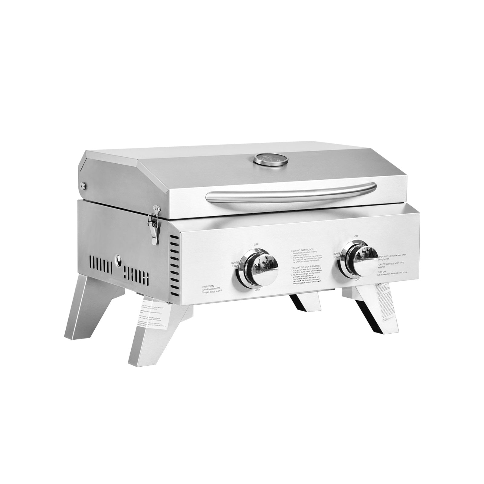 2 Burner Portable Stainless Steel BBQ Table Top Grill for Outdoors