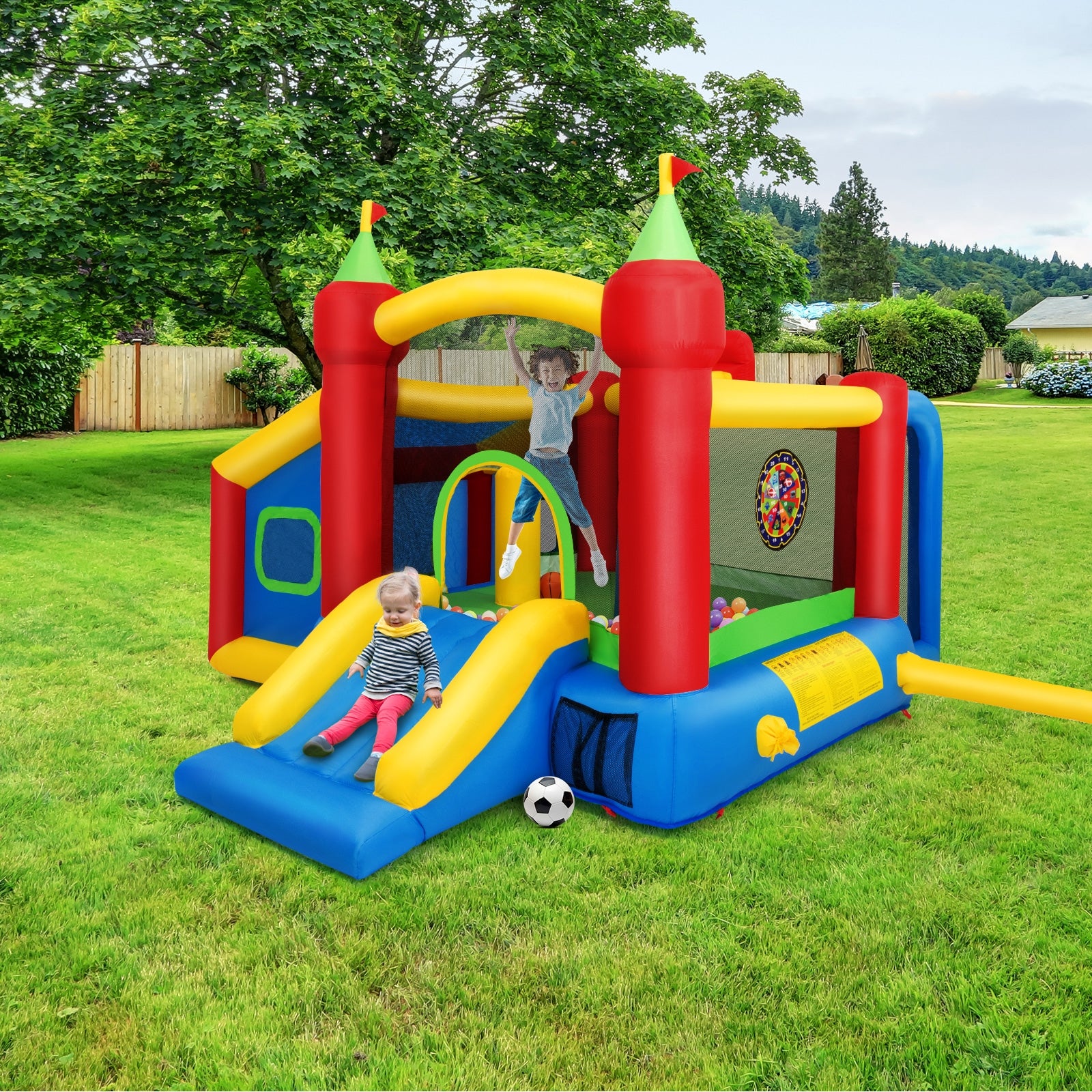 SUGIFT Inflatable Bounce House Kids Slide Jumping Castle without Blower