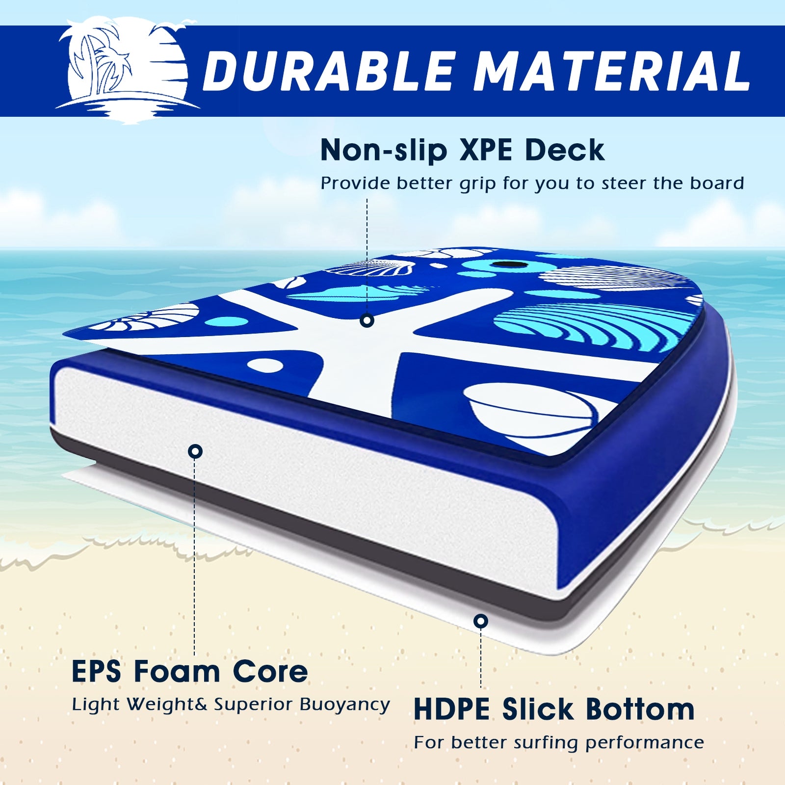 37 Inch Lightweight Super Portable Surfing Bodyboard-M
