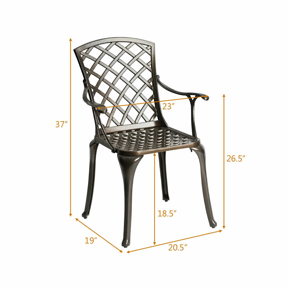 SUGIFT Outdoor Aluminum Dining Set of 2 Patio Bistro Chairs