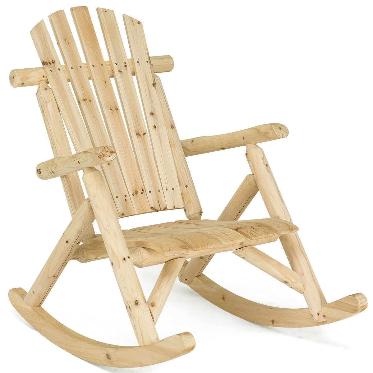 SUGIFT Wood Single Porch Rocker Lounge Patio Rocking Chair