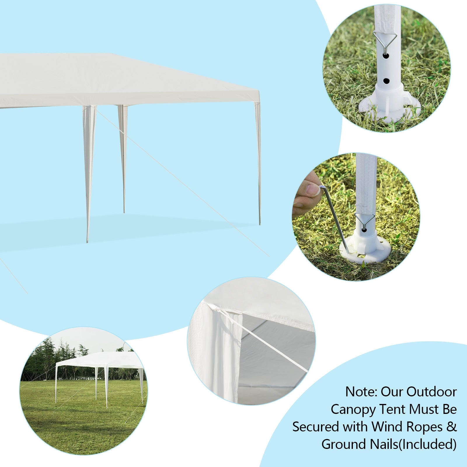 10 x 20 Feet 6 Sidewalls Canopy Tent with Carry Bag-White