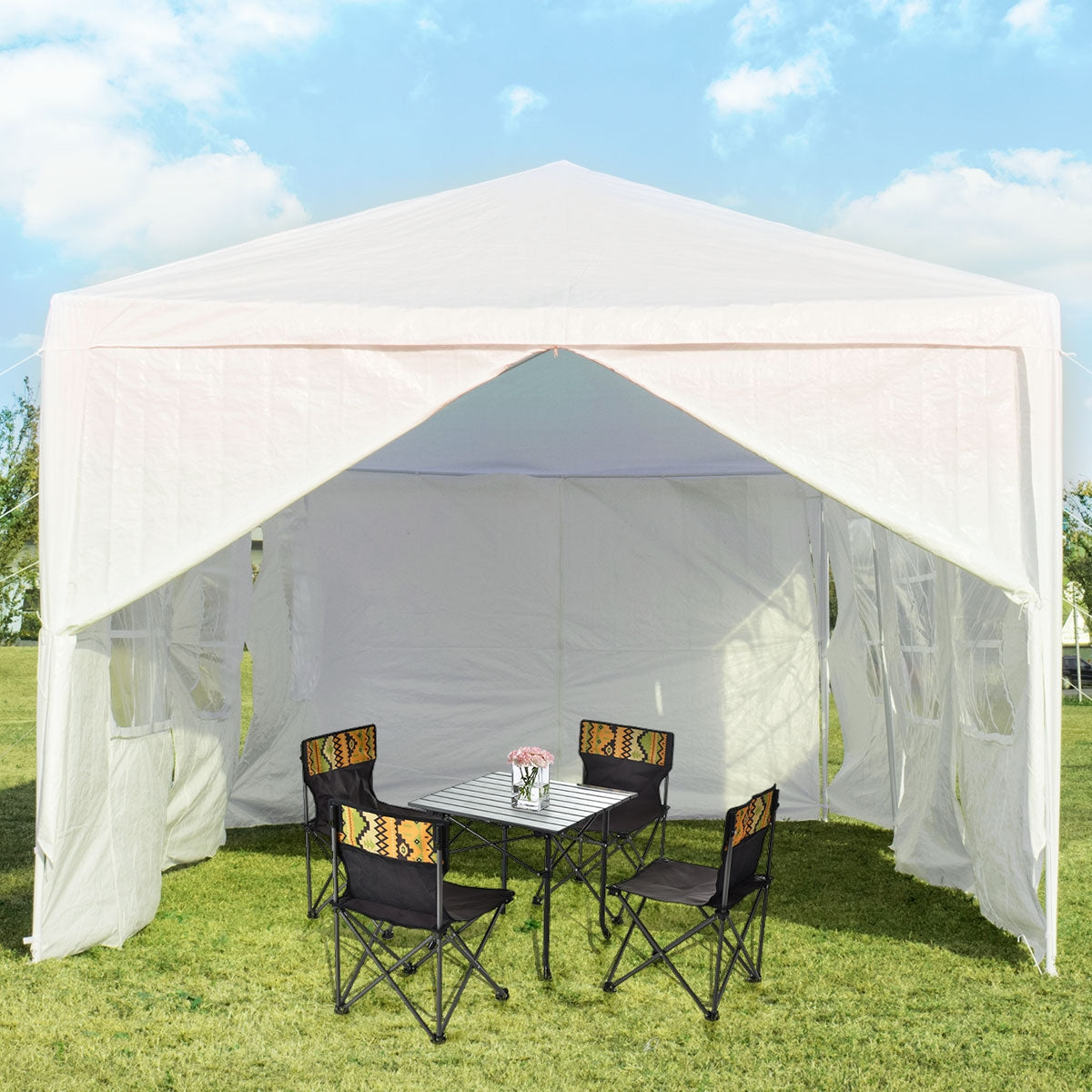 10 x 30 Feet Outdoor Canopy Tent with 6 Removable Sidewalls and 2 Doorways