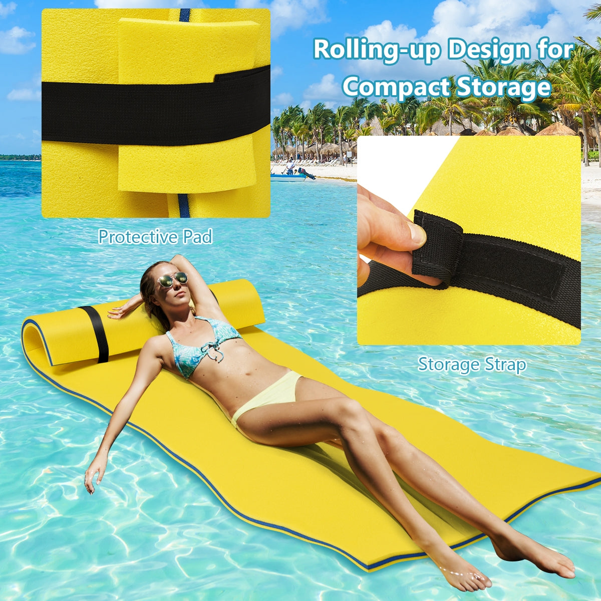 3-layer Tear-resistant Relaxing Foam Floating Pad-Yellow