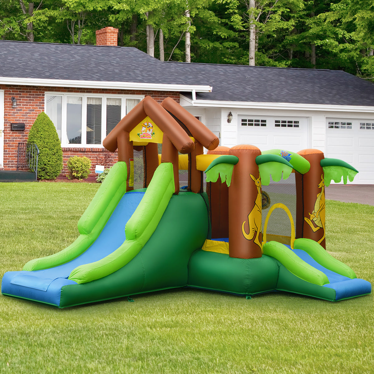 SUGIFT Kids Inflatable Jungle Bounce House Castle with 680W Blower