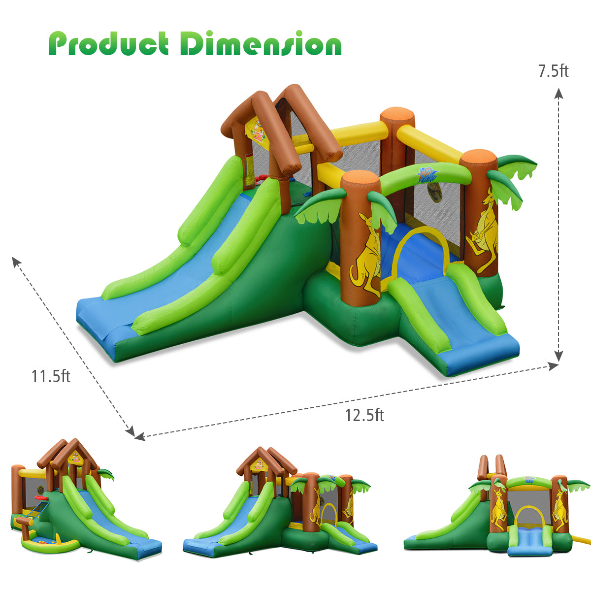 SUGIFT Kids Inflatable Jungle Bounce House Castle with 680W Blower