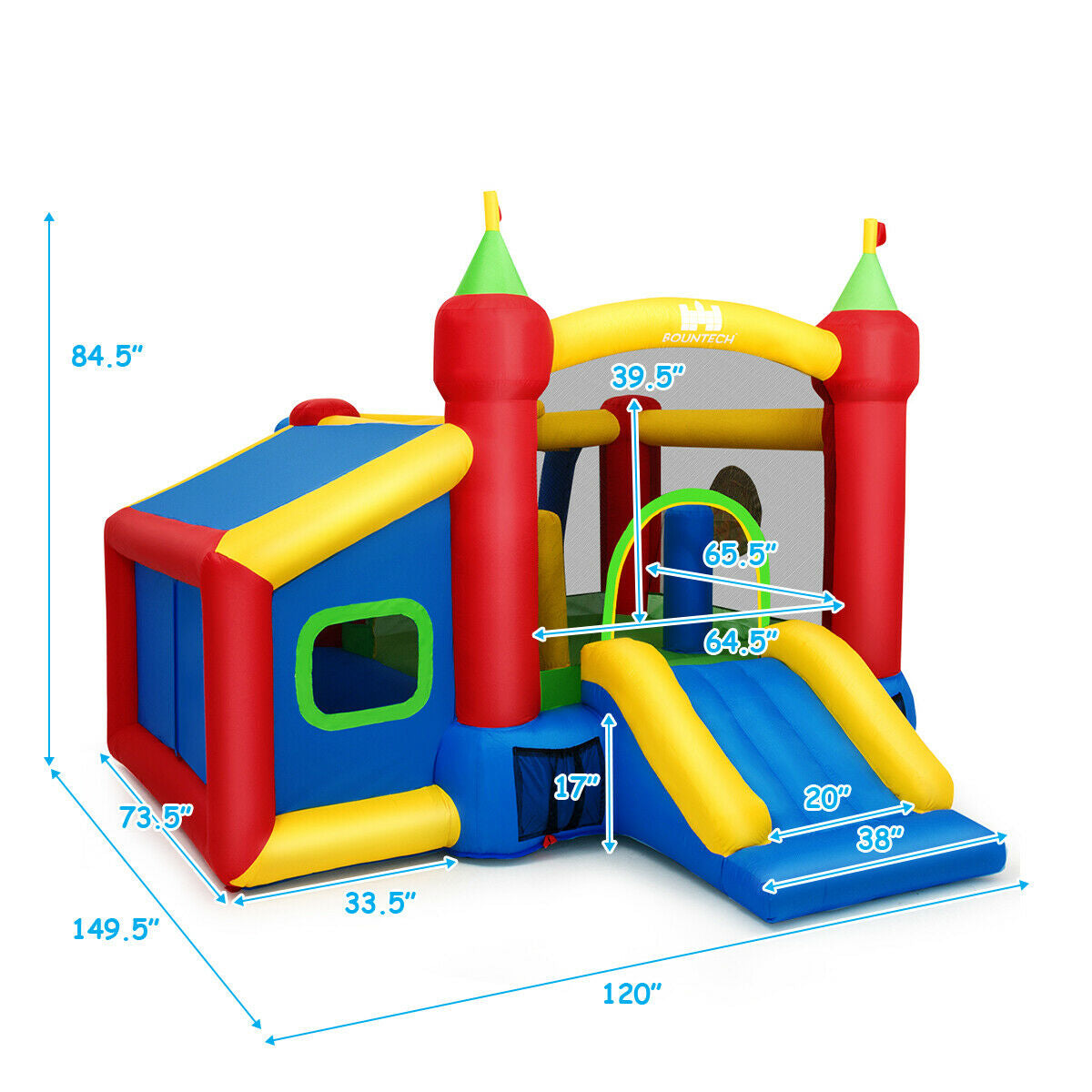 SUGIFT 7-in-1 Kids Inflatable Bounce House with Ocean Balls and 480W Blower