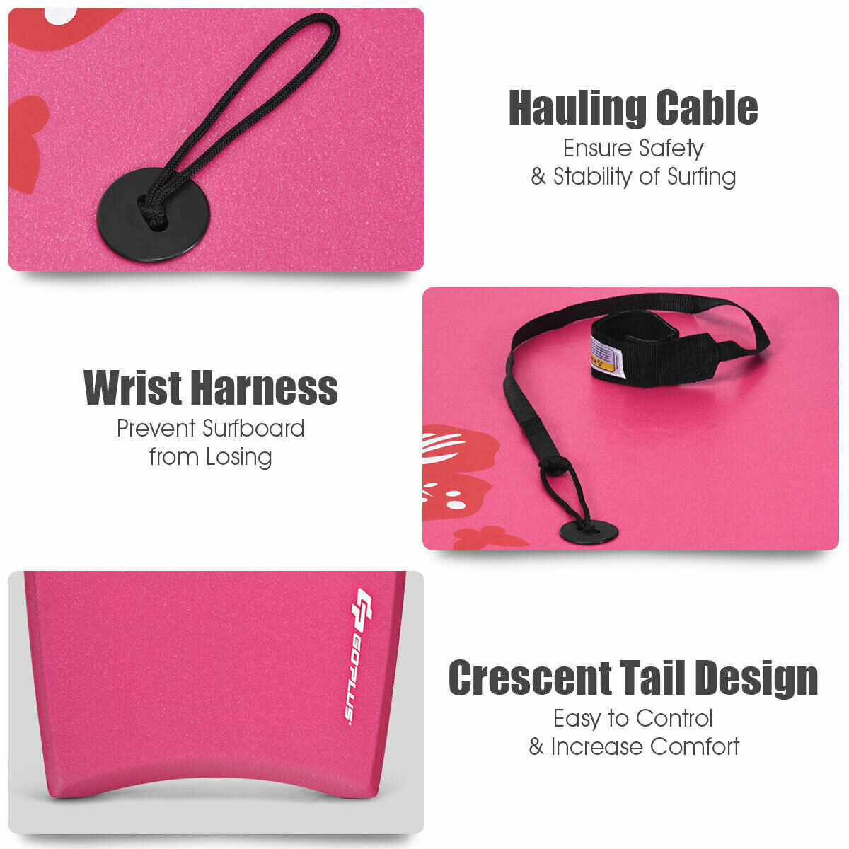 37 Inch Lightweight Bodyboard Surfing with Leash EPS Core Boarding IXPE