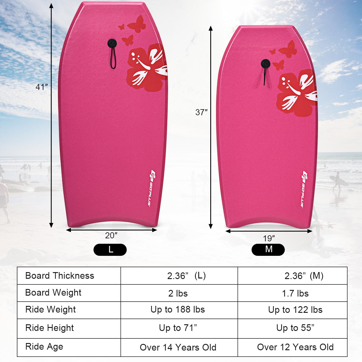 37 Inch Lightweight Bodyboard Surfing with Leash EPS Core Boarding IXPE