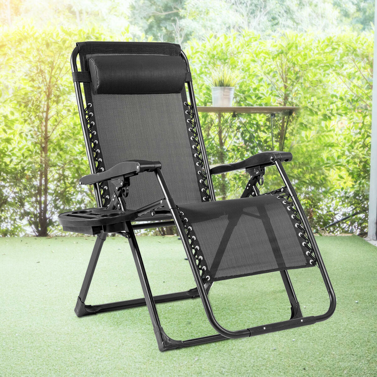 SUGIFT Oversize Lounge Chair with Cup Holder of Heavy Duty for outdoor