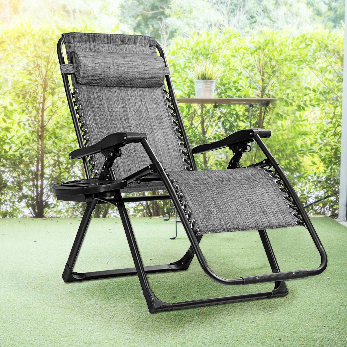 SUGIFT Oversize Lounge Chair with Cup Holder of Heavy Duty for outdoor