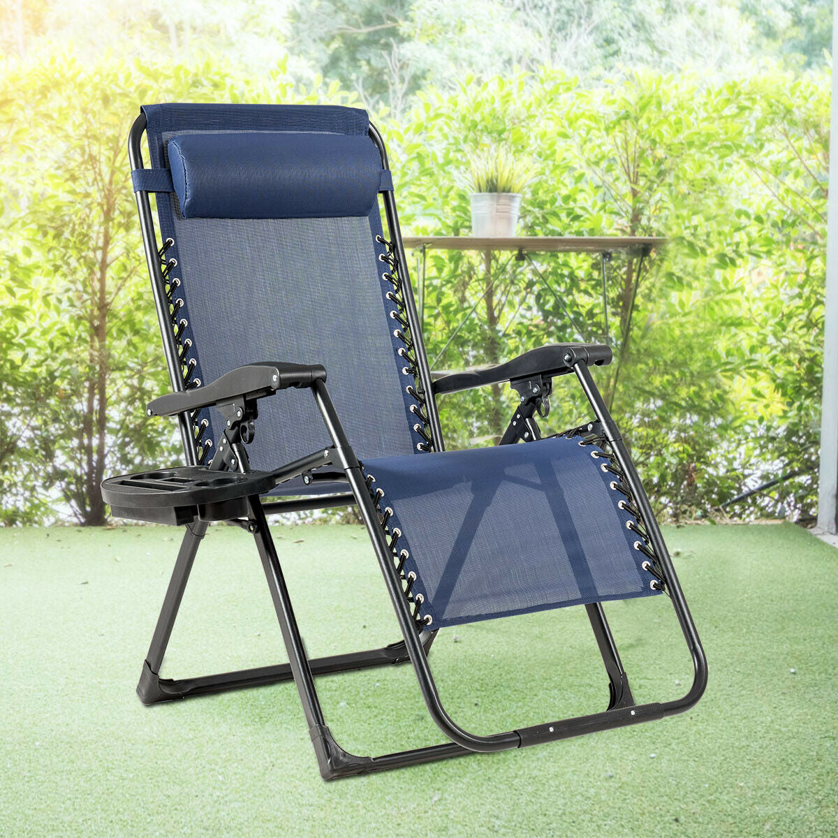 SUGIFT Oversize Lounge Chair with Cup Holder of Heavy Duty for outdoor