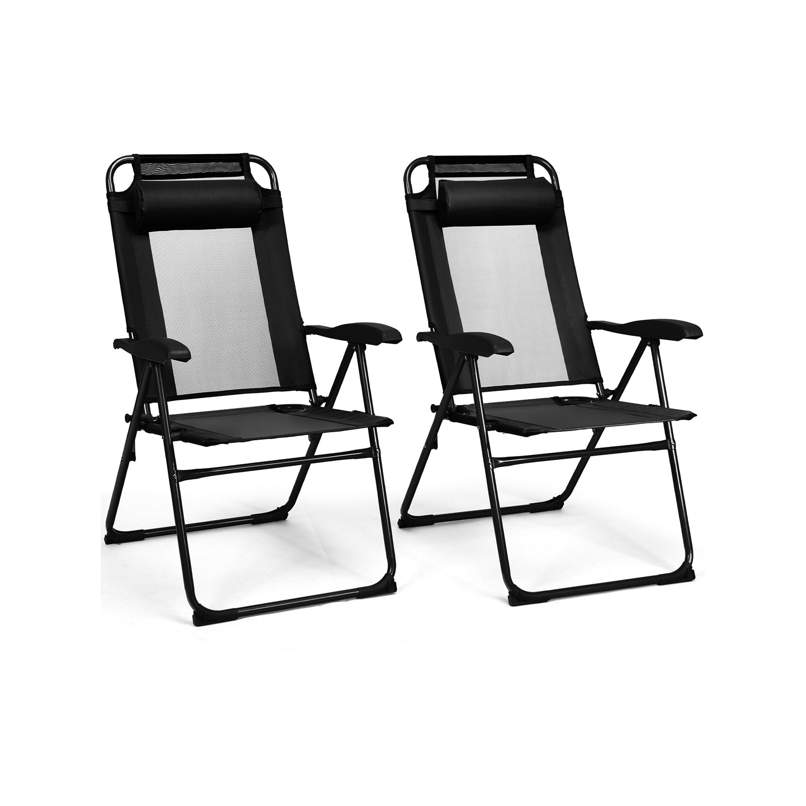 SUGIFT 2 Pieces Patio Adjustable Folding Recliner Chairs with 7 Level Adjustable Backrest