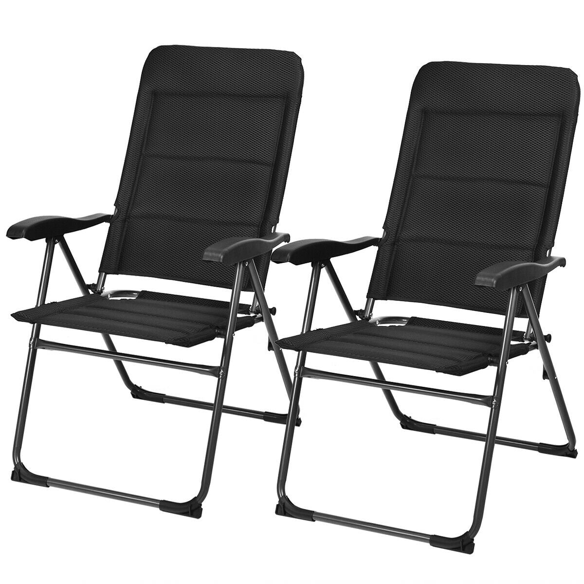 SUGIFT 2 Pieces Outdoor Folding Patio Chairs with Adjustable Backrests for Bistro and Backyard