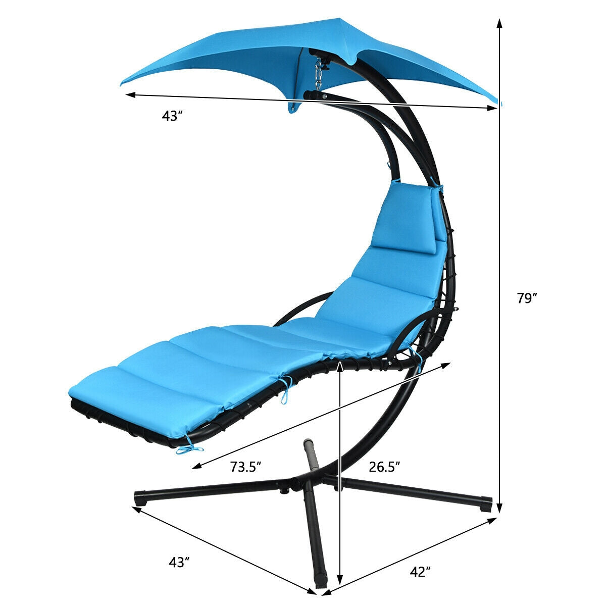 SUGIFT Hanging Chaise Lounger with Stand and Pillow for Outdoor