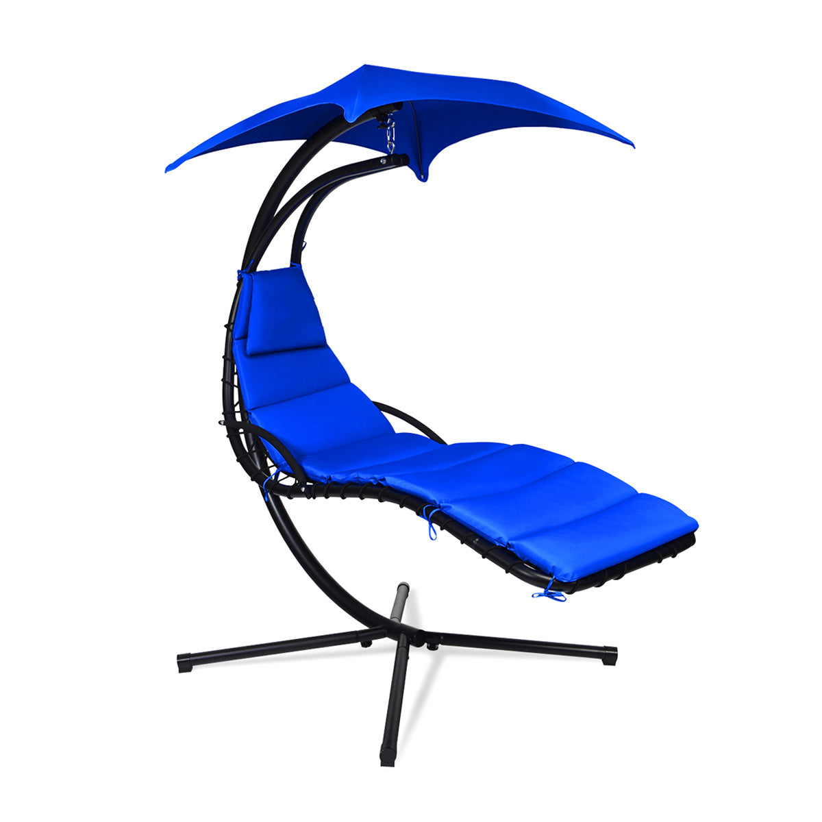 SUGIFT Hanging Chaise Lounger with Stand and Pillow for Outdoor