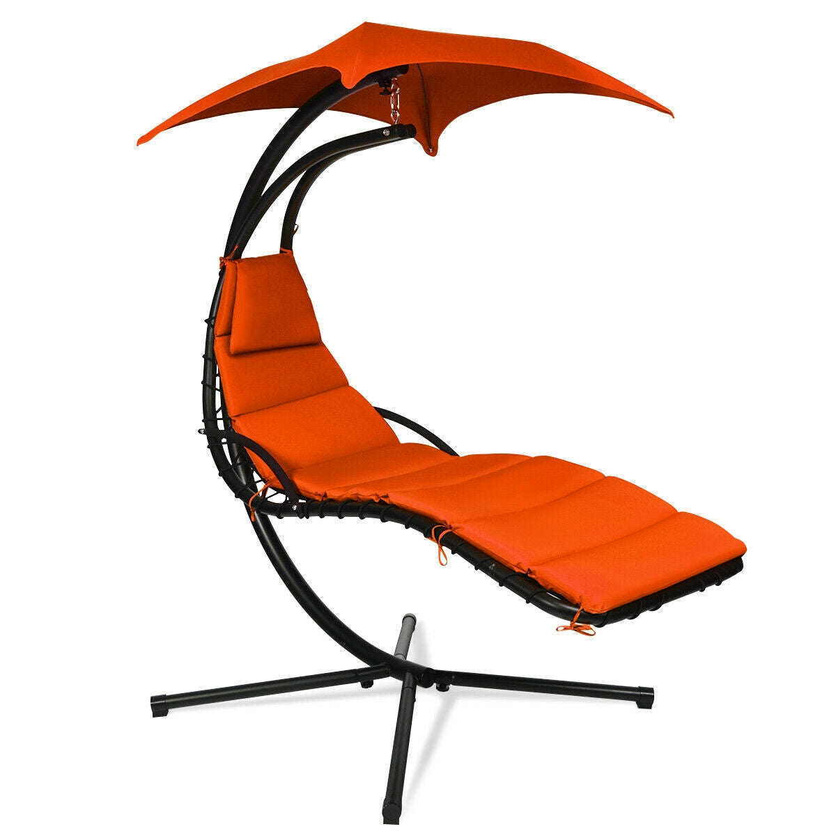 SUGIFT Hanging Chaise Lounger with Stand and Pillow for Outdoor