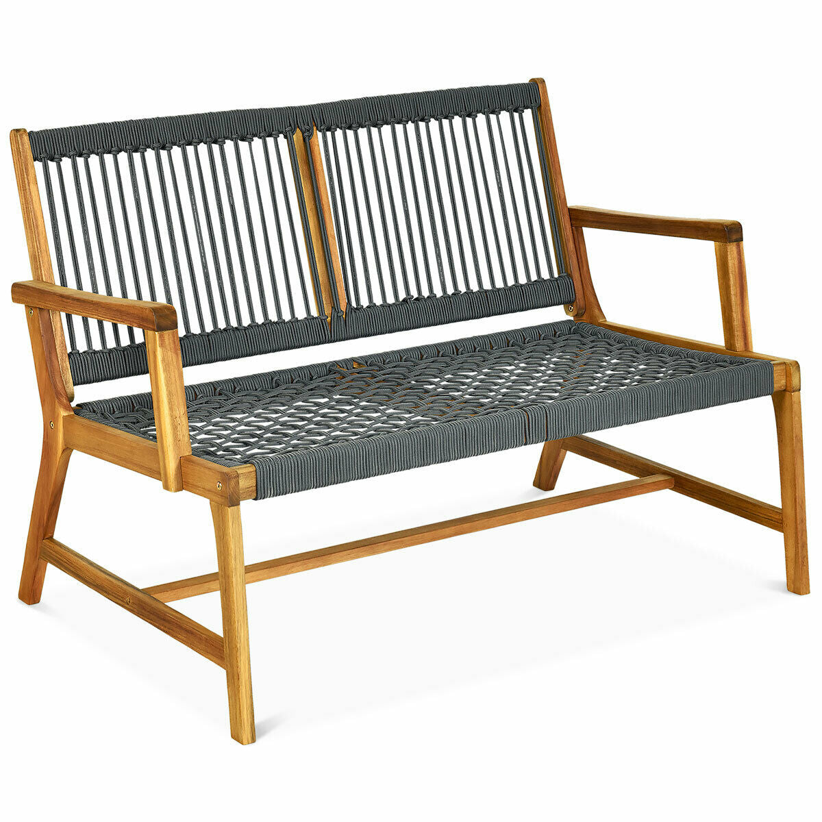 SUGIFT 2-Person Acacia Wood Yard Bench for Balcony and Patio