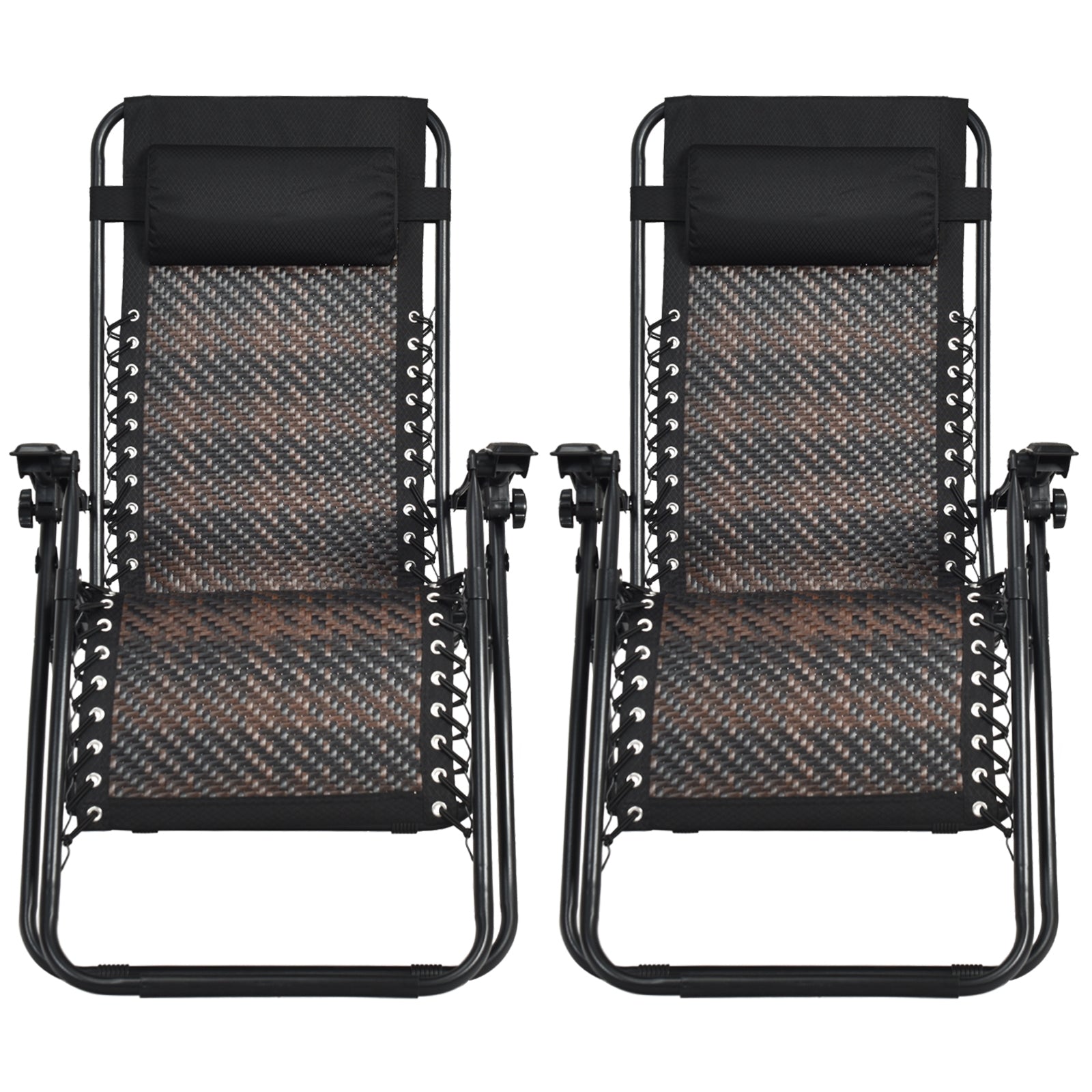 SUGIFT 2 Pieces Folding Patio Rattan Zero Gravity Lounge Chair
