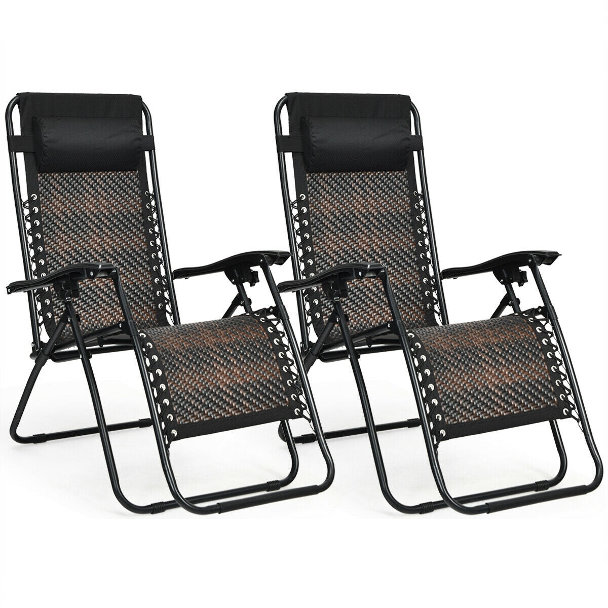 SUGIFT 2 Pieces Folding Patio Rattan Zero Gravity Lounge Chair