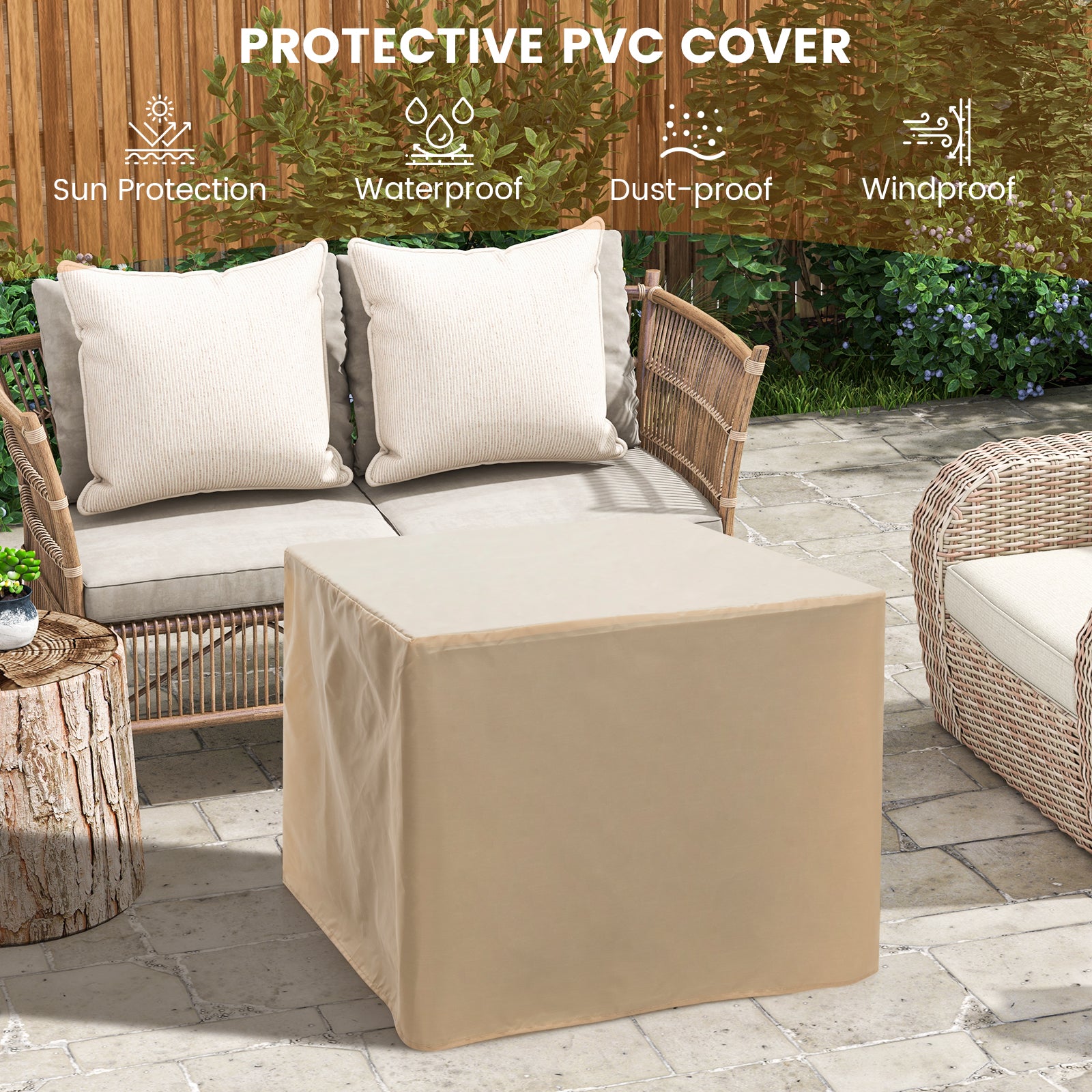 30 Inch 50000 BTU Square Propane Gas Fire Pit Table with Table Cover