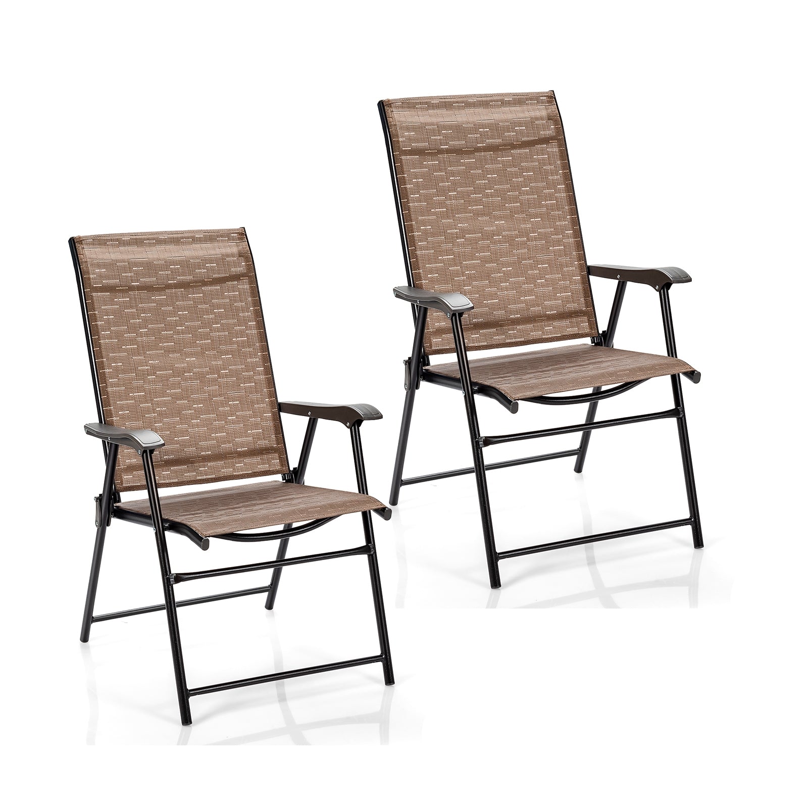 SUGIFT 2 Pieces Outdoor Patio Folding Chair with Armrest for Camping Garden