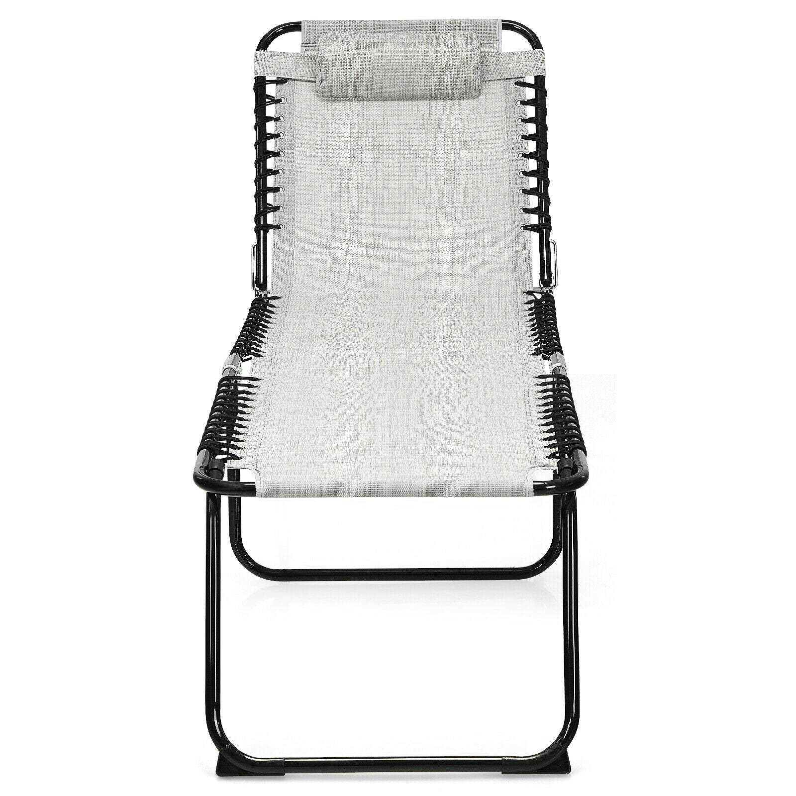 SUGIFT Folding Heightening Design Beach Lounge Chair with Pillow for Patio