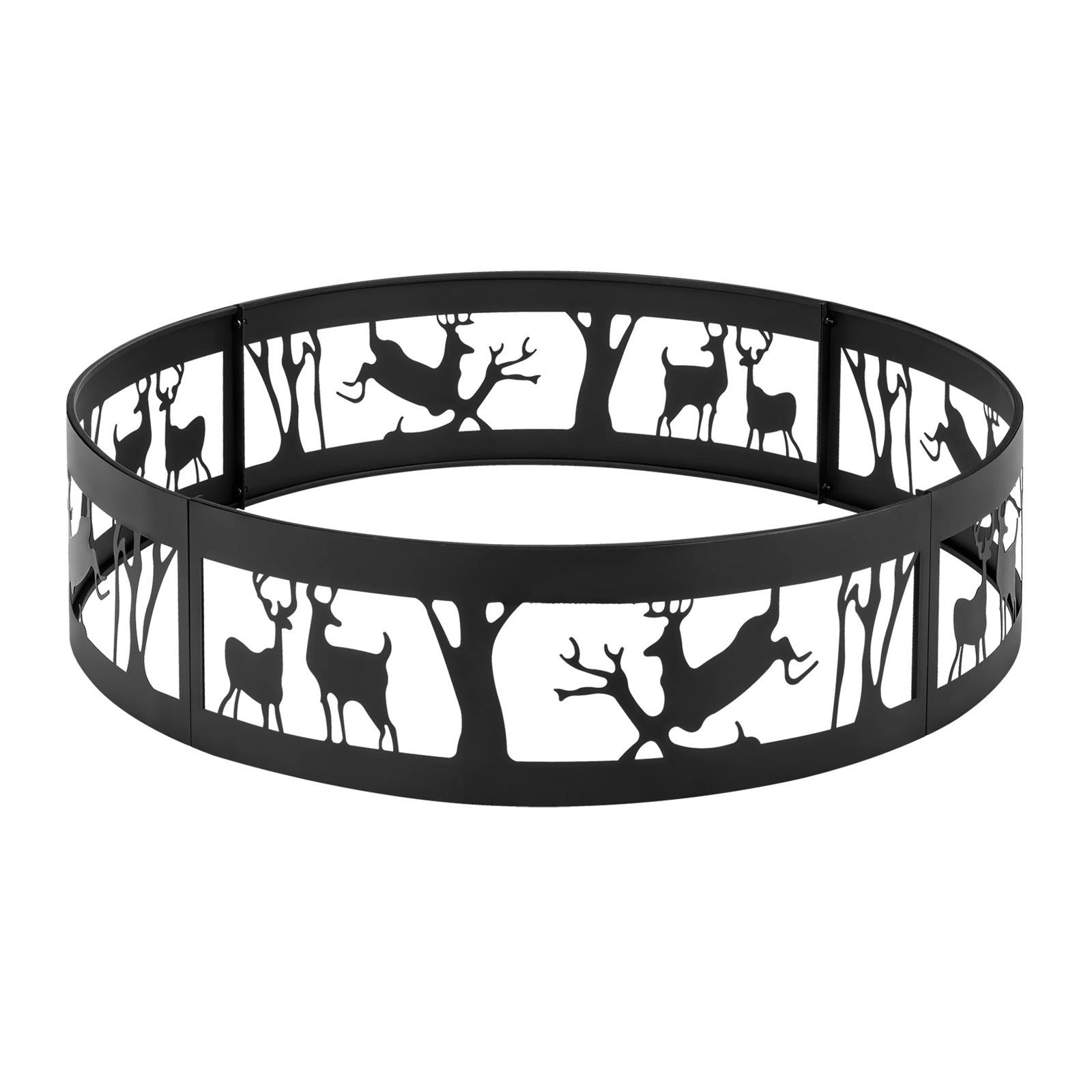 36 Inch Metal Fire Pit Ring Deer with Extra Poker Bonfire Liner for Campfire