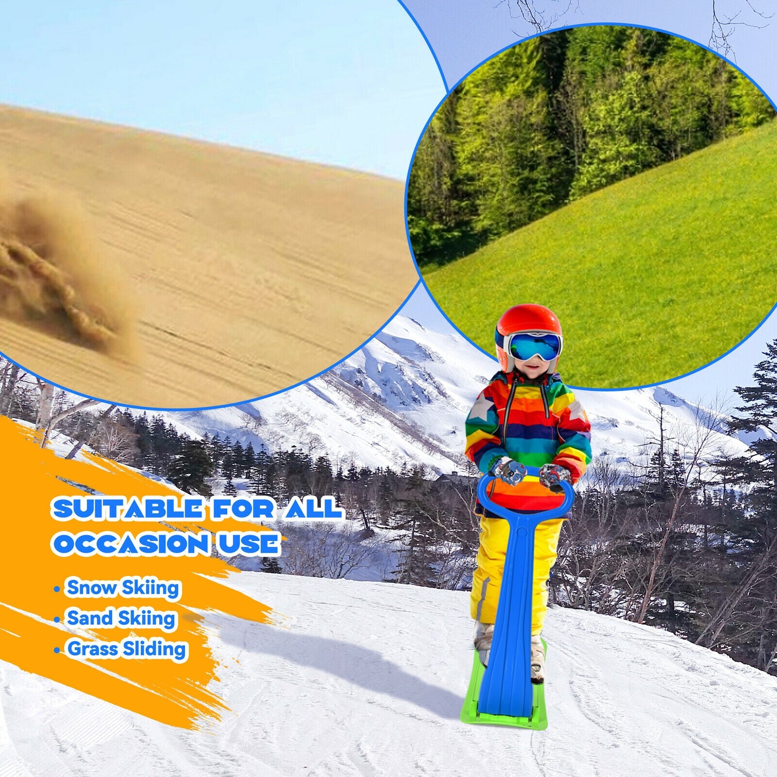 1-Rider Snow Scooter with Grip Handle-Blue
