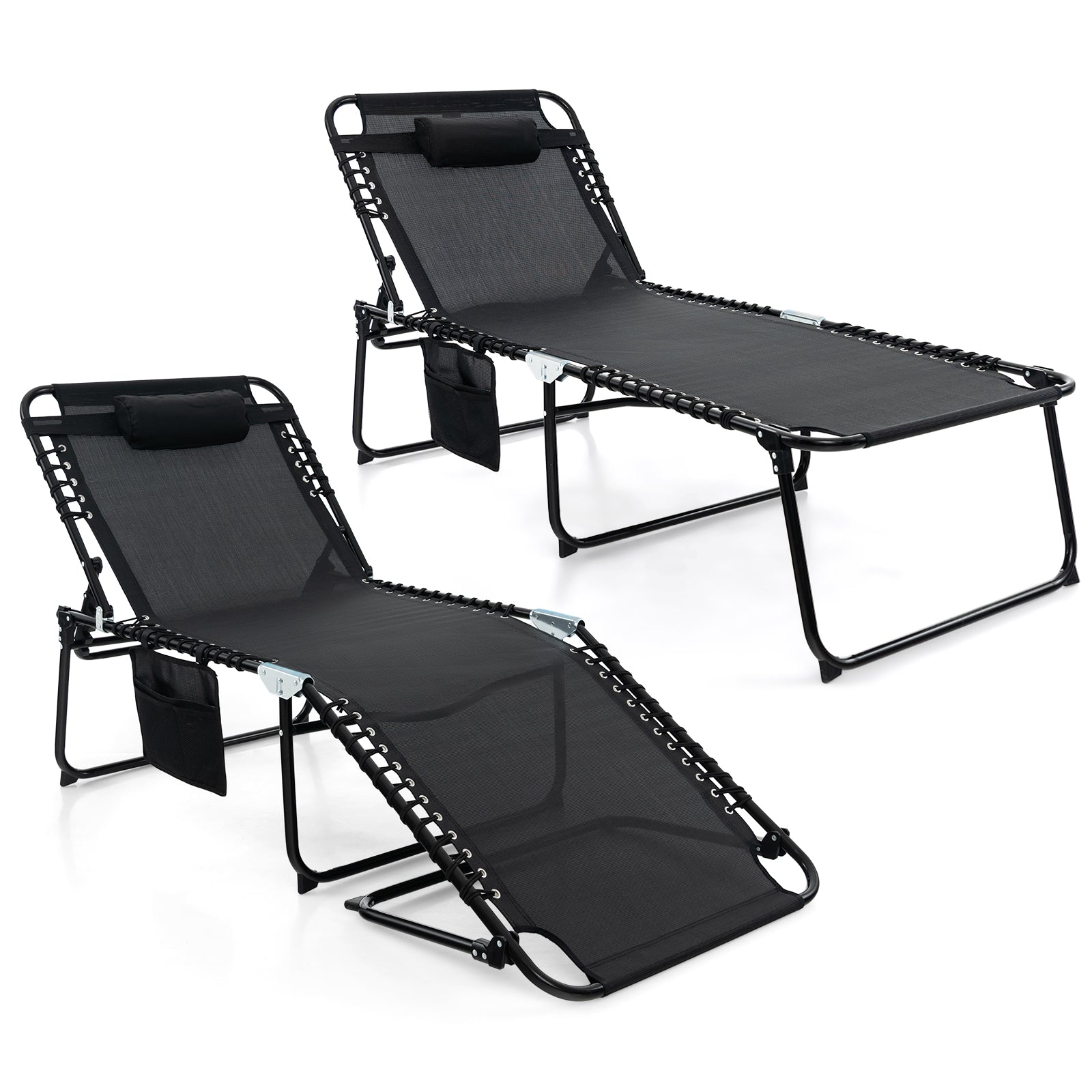 SUGIFT 4 Position Folding Lounge Chaise with Adjustable Backrest and Footrest