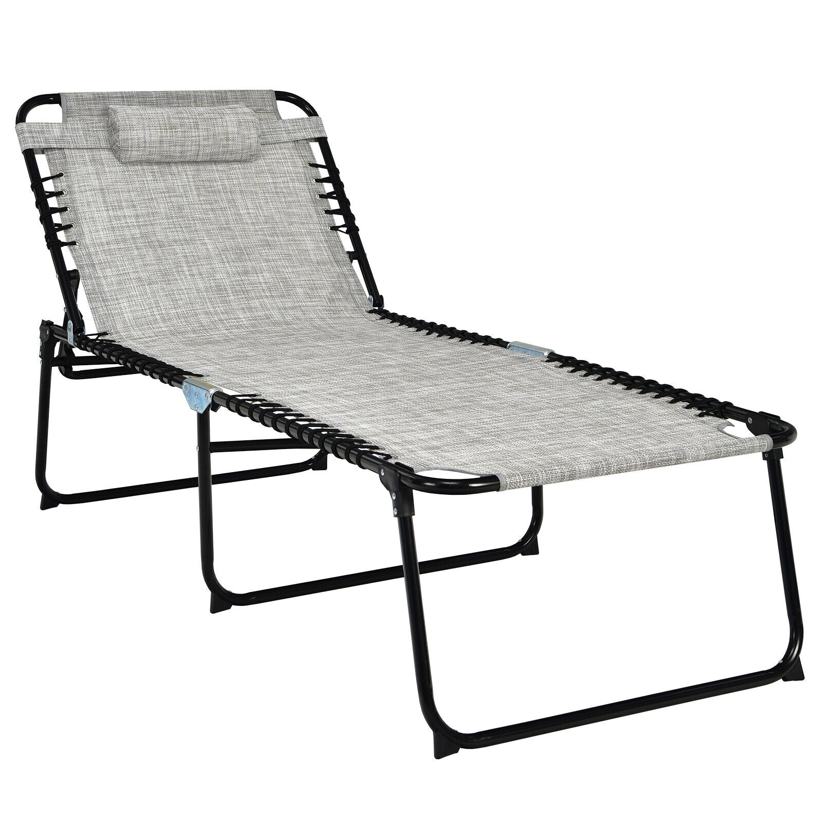 SUGIFT 4 Position Folding Lounge Chaise with Adjustable Backrest and Footrest