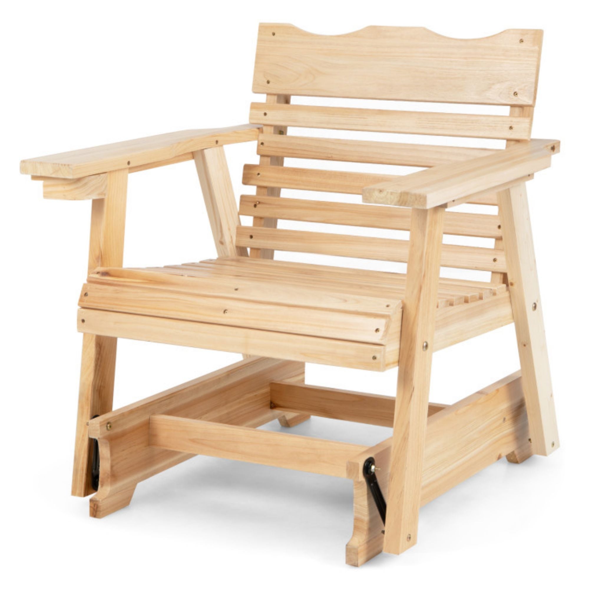 SUGIFT Outdoor Wood Rocking Chair with High Back and Widened Armrests